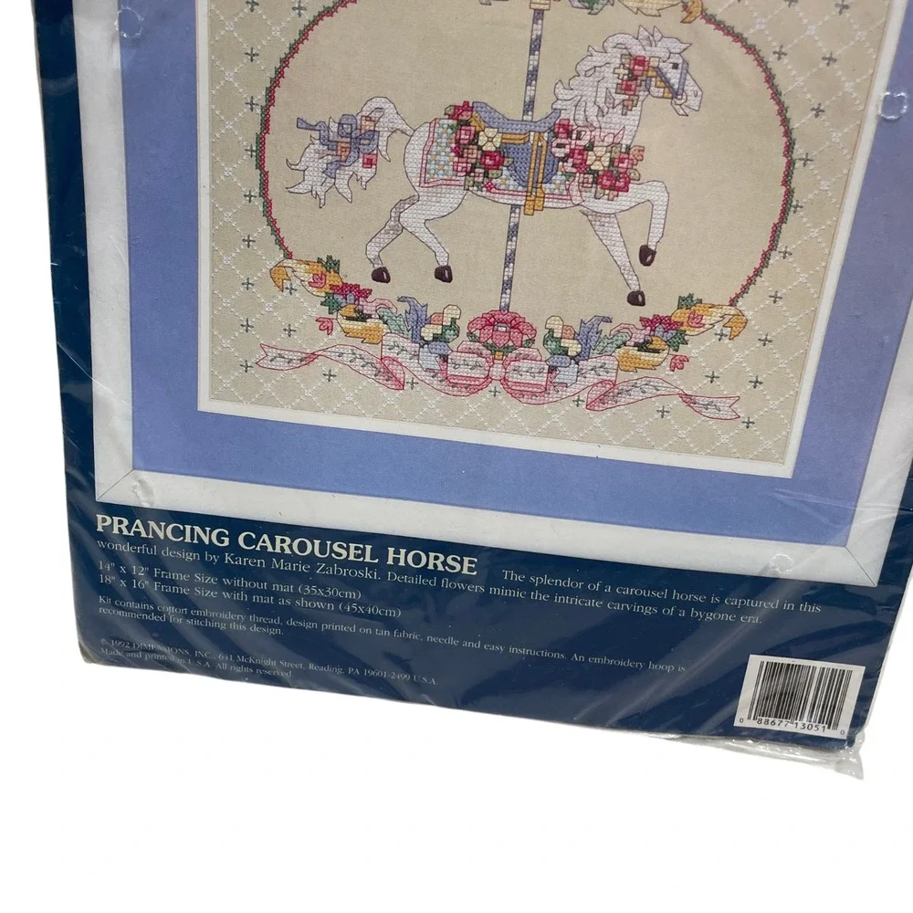 Sunset Stamped Cross Stitch Kit #13051 Prancing Carousel Horse 1992